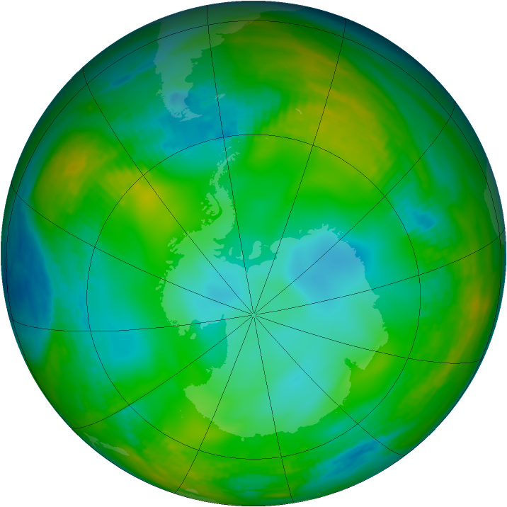 Antarctic ozone map for 02 July 1981